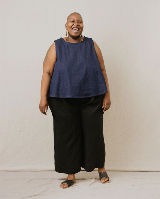 Nettle Studios Mid Easy Pant in Black Linen