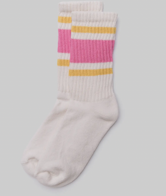 Spring Retro Stripe Sock - Pink/Yellow