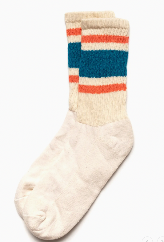Spring Retro Stripe Sock - Tile/Coral