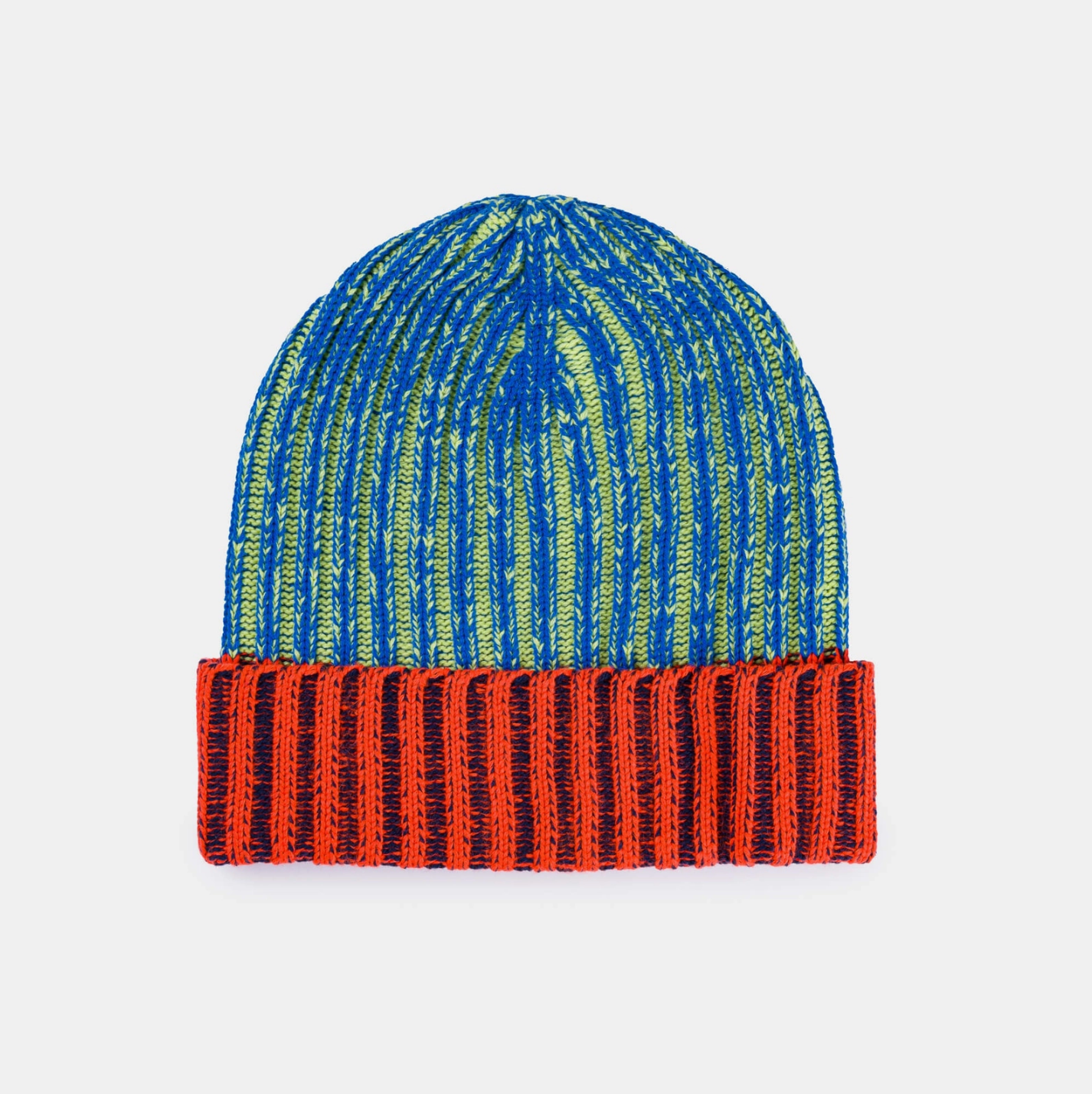 Big Stripe Beanie - Lime Cobalt