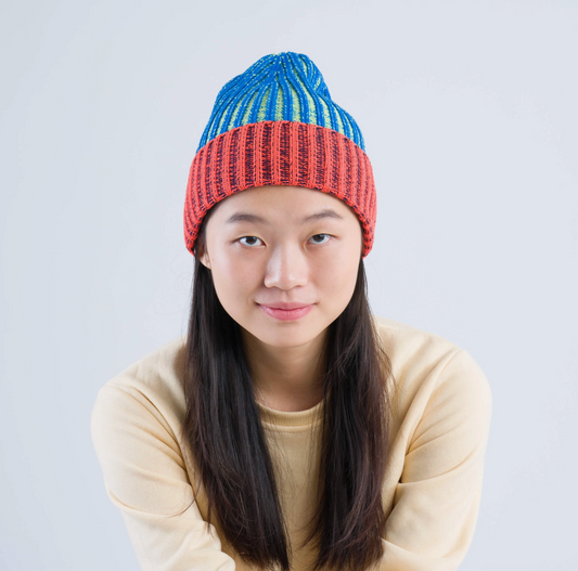 Big Stripe Beanie - Lime Cobalt
