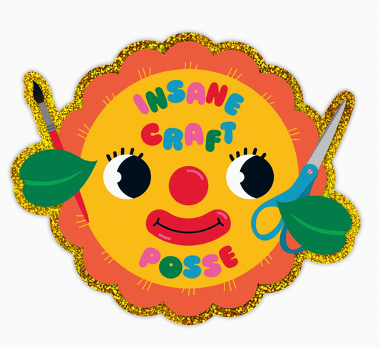 Insane Craft Posse Flower Clown Holographic Glitter Sticker
