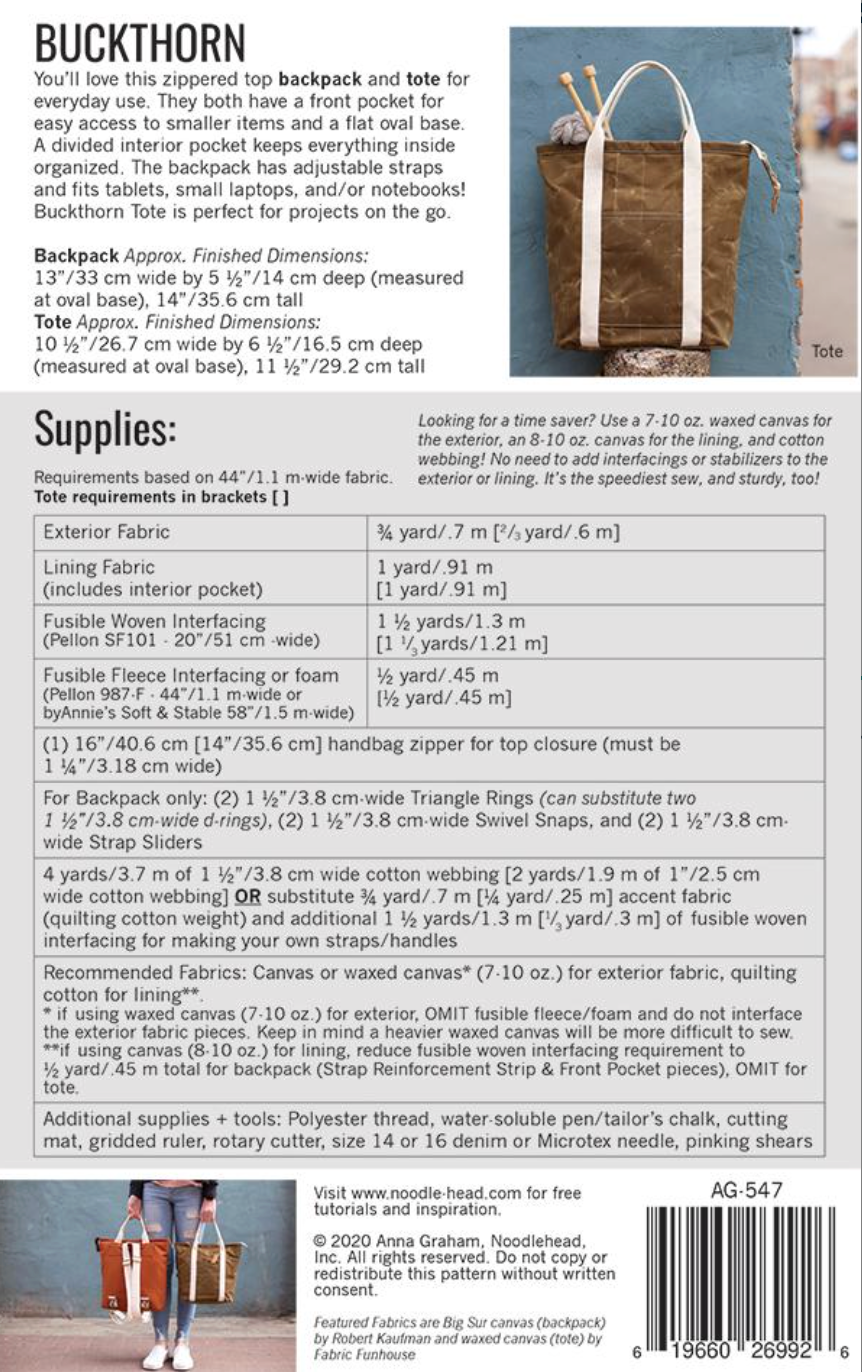Buckthorn Bag Pattern