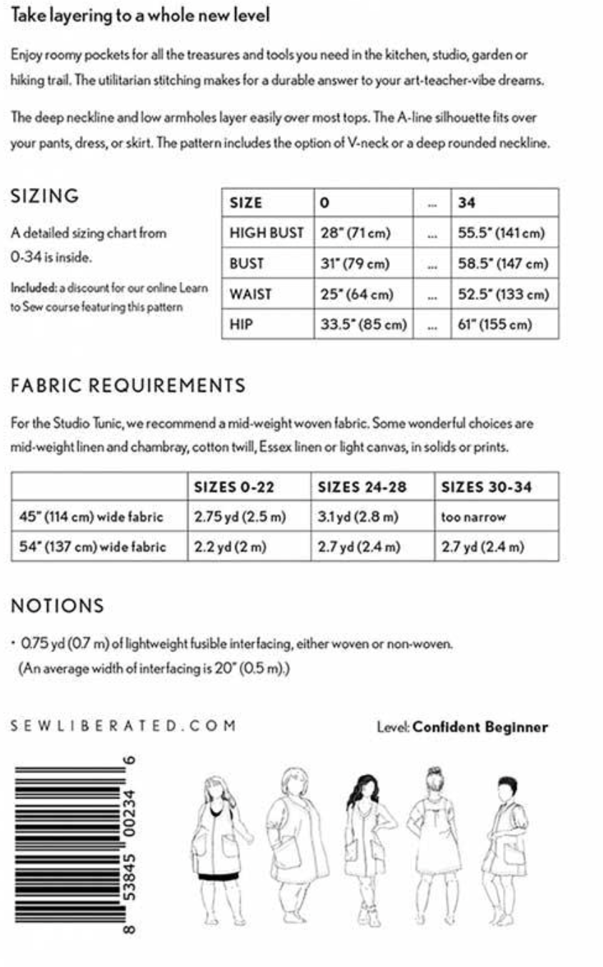 Studio Tunic Pattern Sizes 0-34