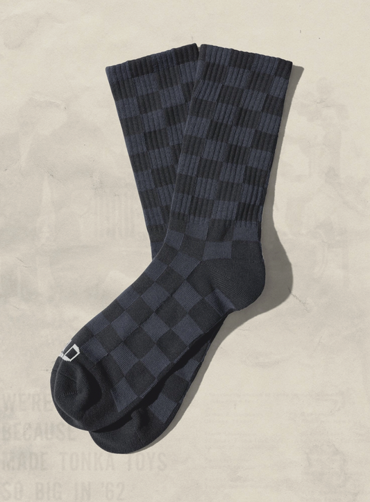 Tonal Checkerboard Socks - Blue