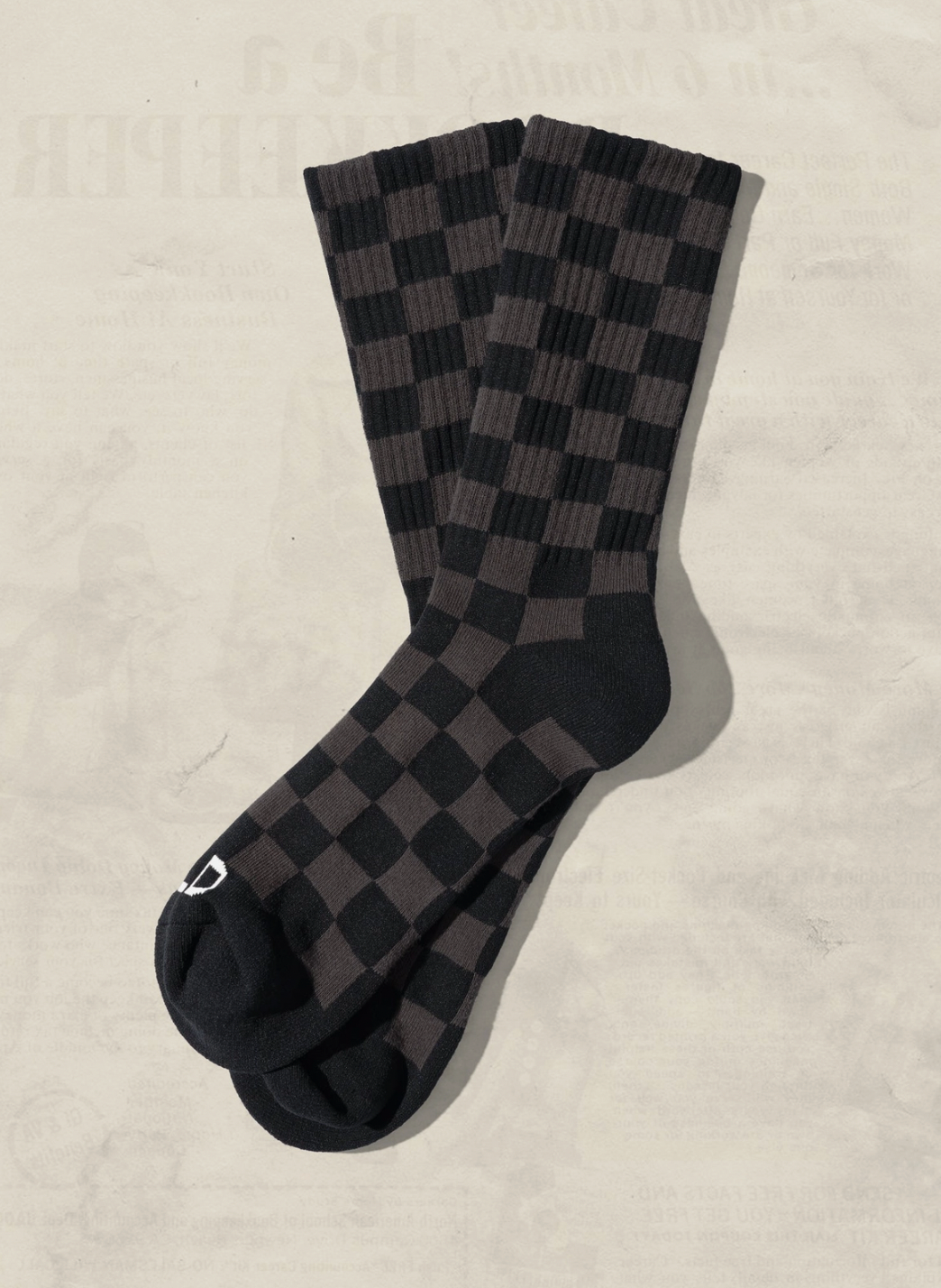 Tonal Checkerboard Socks - Black