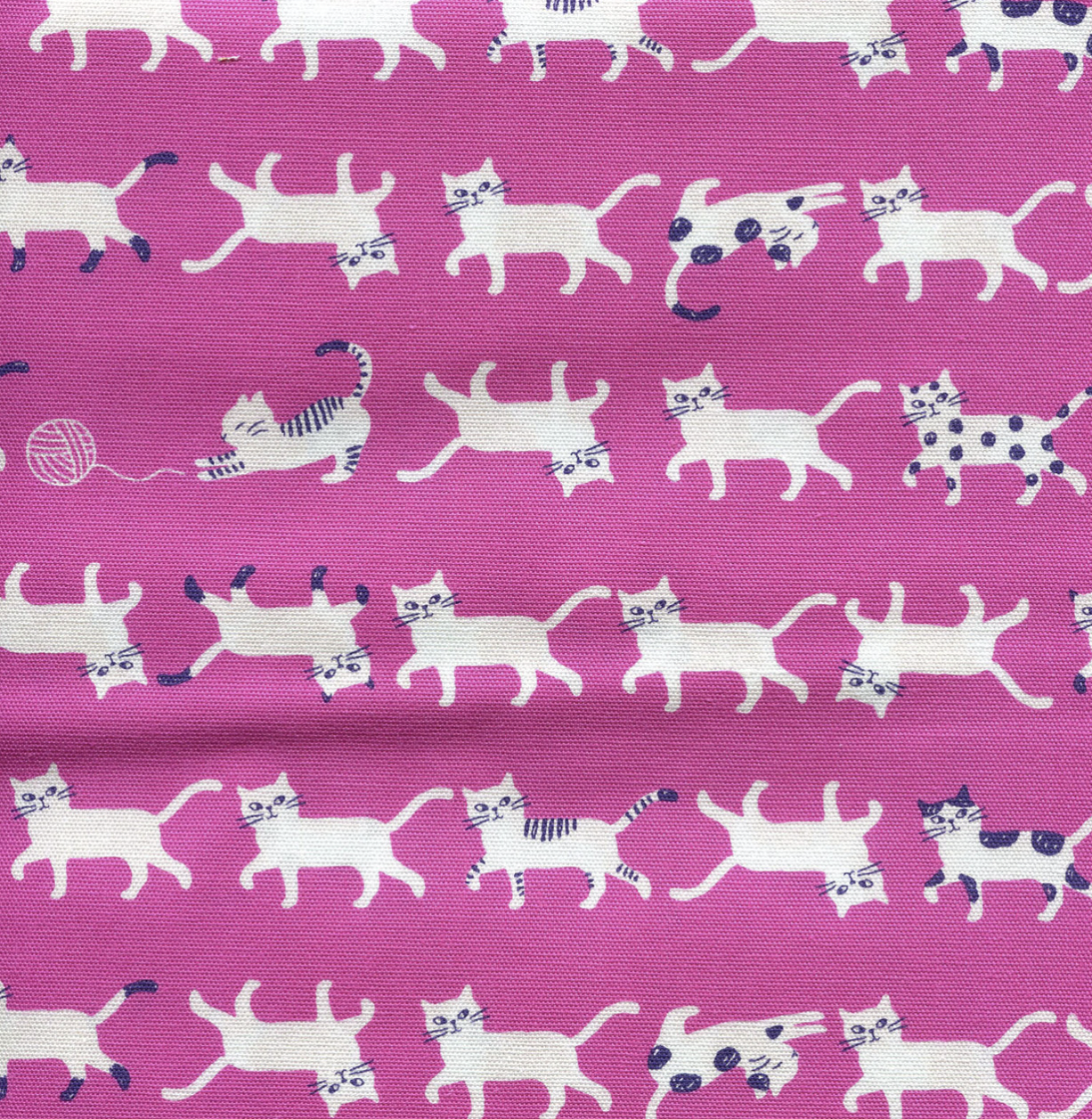 Kokka Cats Fabric - Pink