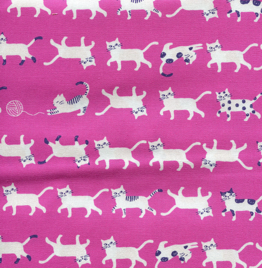 Kokka Cats Fabric - Pink
