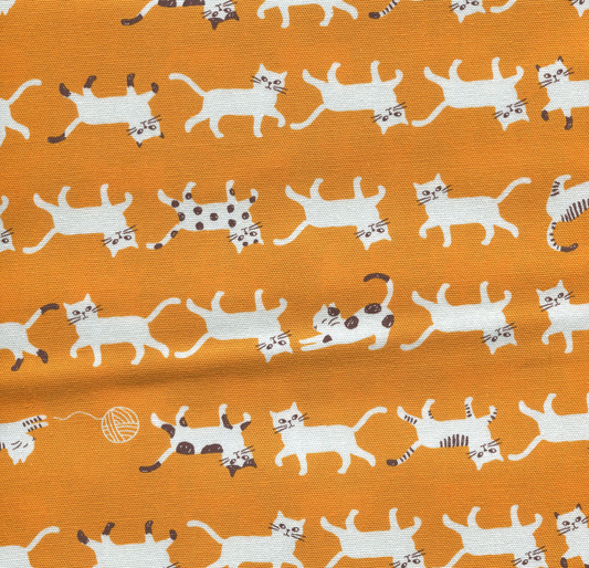 Kokka Cats Fabric - Orange