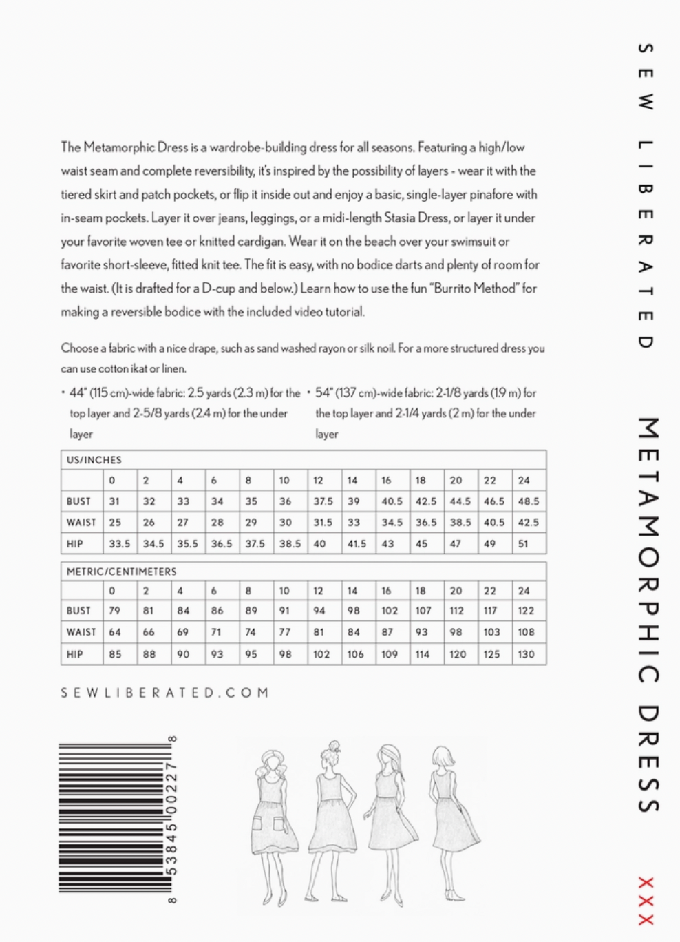 Metamorphic Dress Sewing Pattern Sizes 0-24