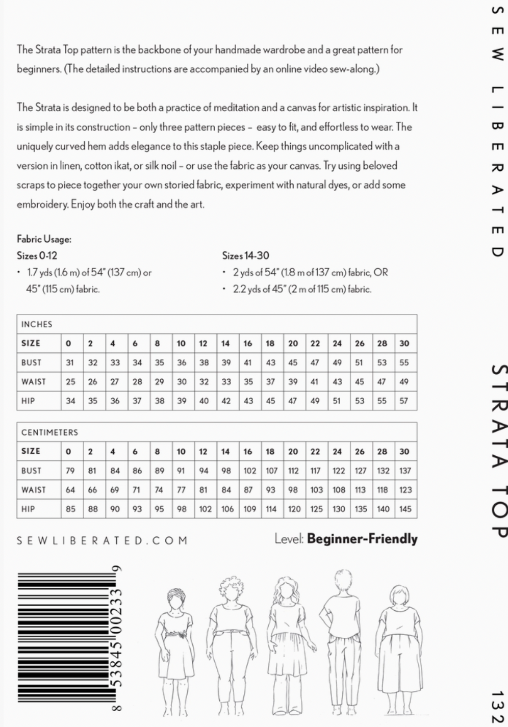 Strata Top Sewing Pattern Sizes 0-30