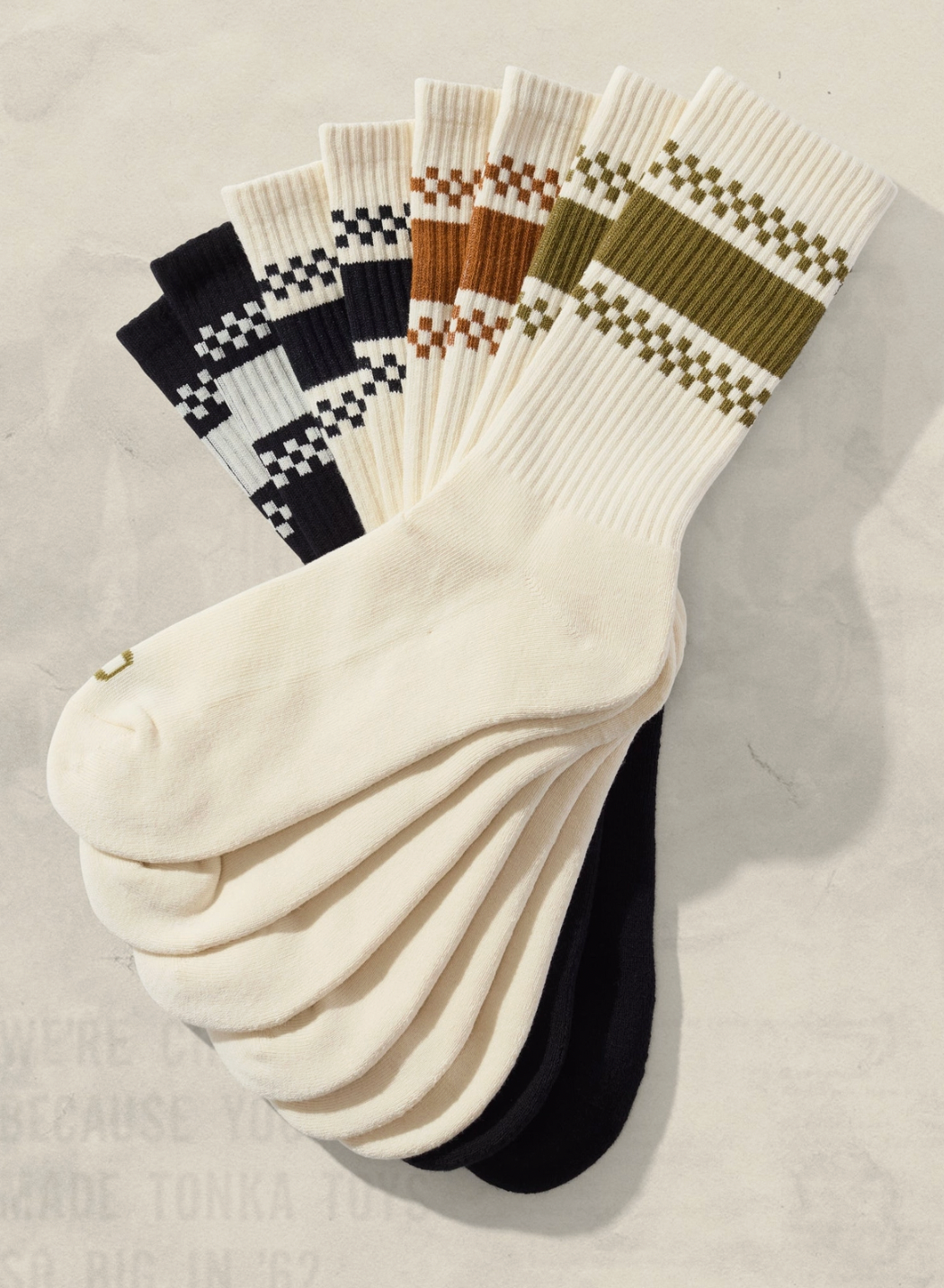 Cactus Checkerboard Striped Crew Socks