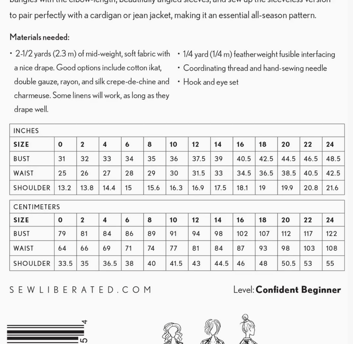 Matcha Top Sewing Pattern Sizes 0-24