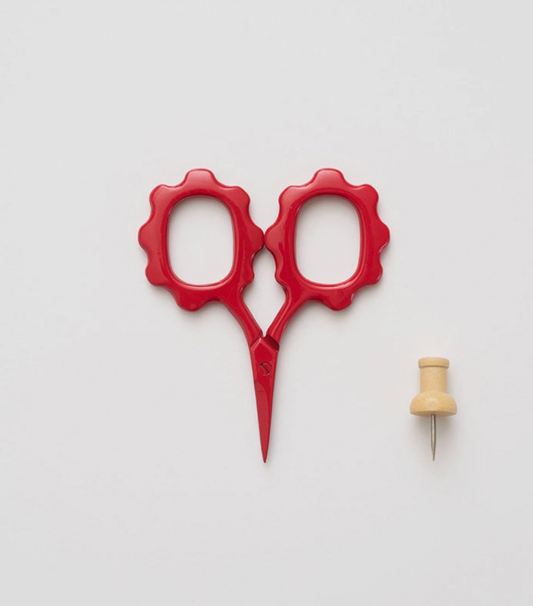 Red Scallop Handle Embroidery Scissors