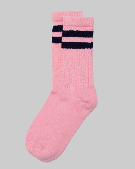 Light Pink Retro Double Stripe Sock