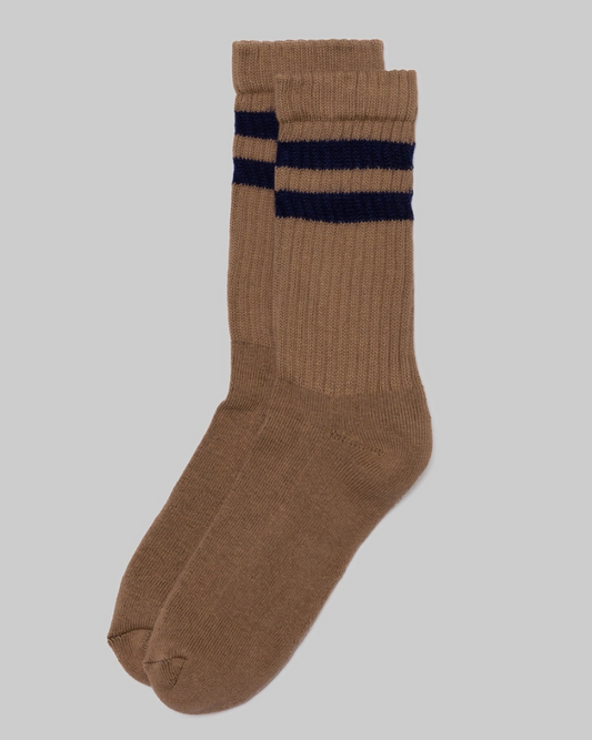 Tan Retro Double Stripe Sock