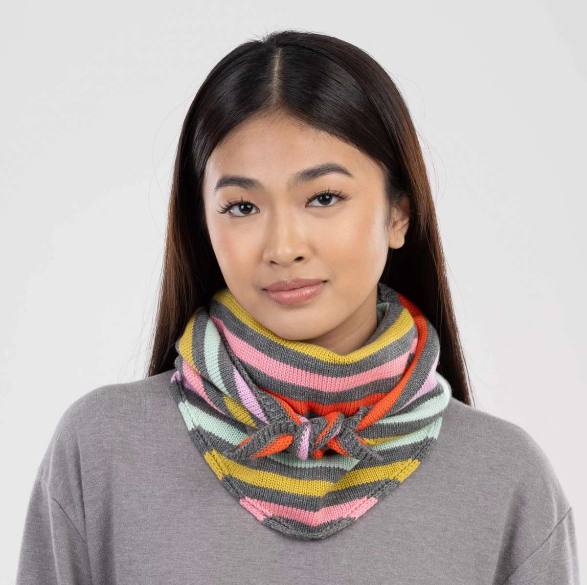 Grey Simple Stripe Triangle Scarf