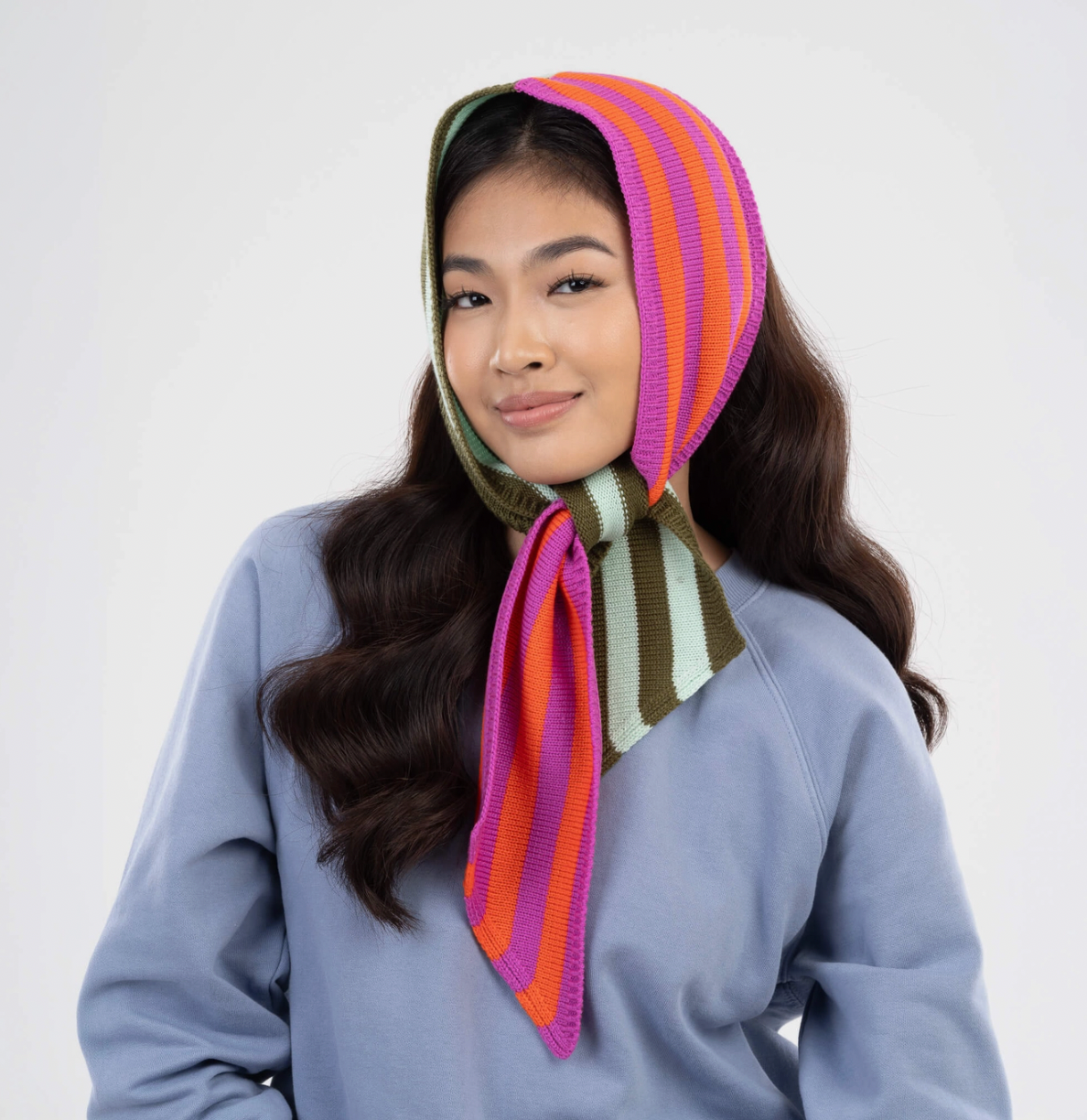 Poppy - Colorblock Stripe Mini Ribbon Scarf