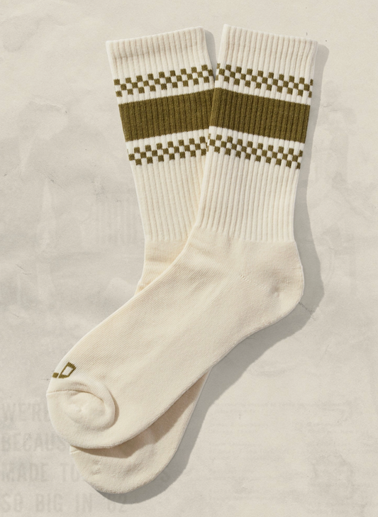Cactus Checkerboard Striped Crew Socks