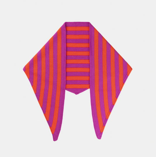 Simple Stripe Triangle Scarf - Poppy Magenta