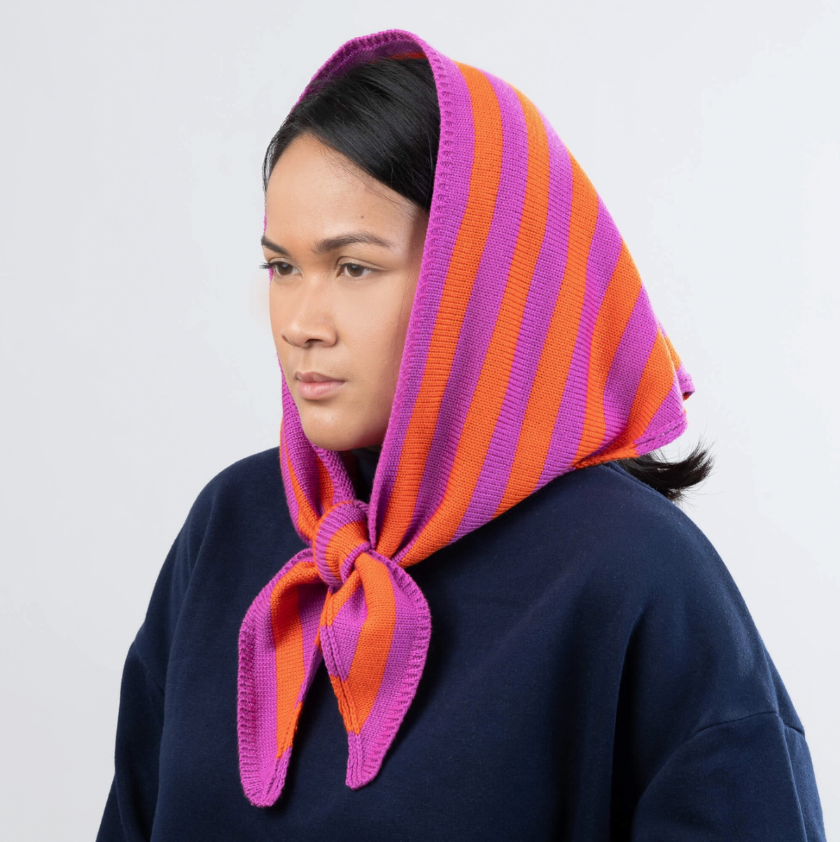 Simple Stripe Triangle Scarf - Poppy Magenta