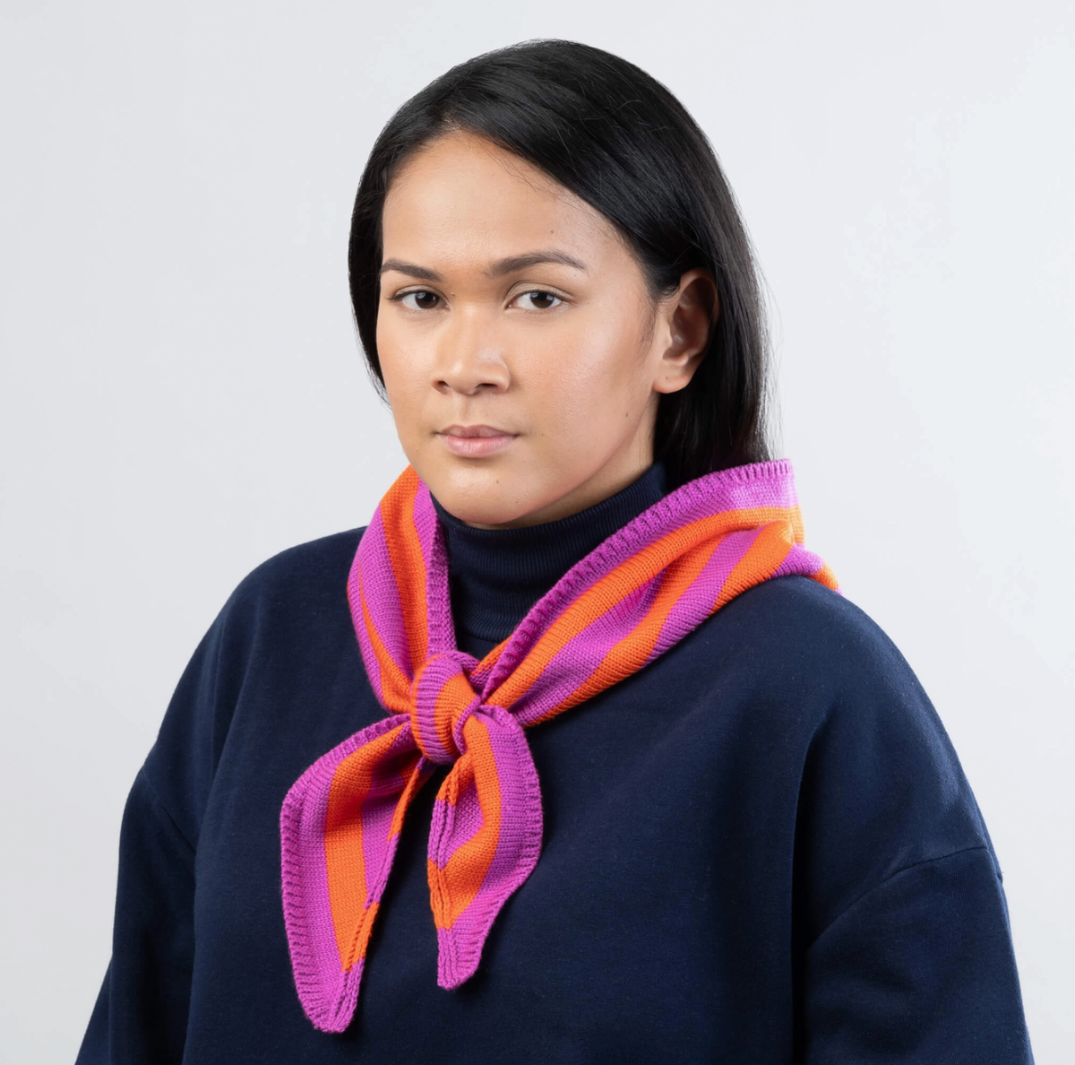 Simple Stripe Triangle Scarf - Poppy Magenta