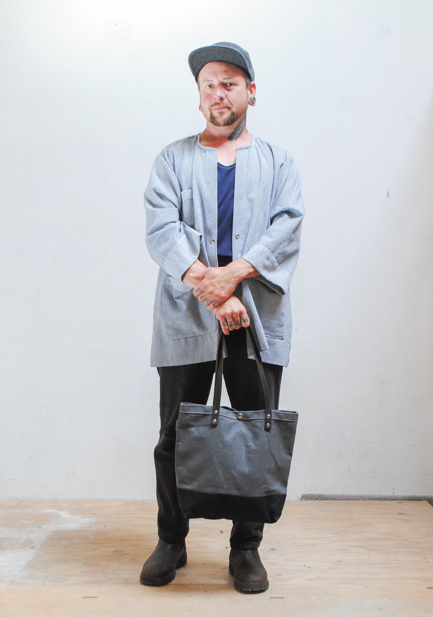 Tote shown here on Pony with the railroad denim lab coat. 