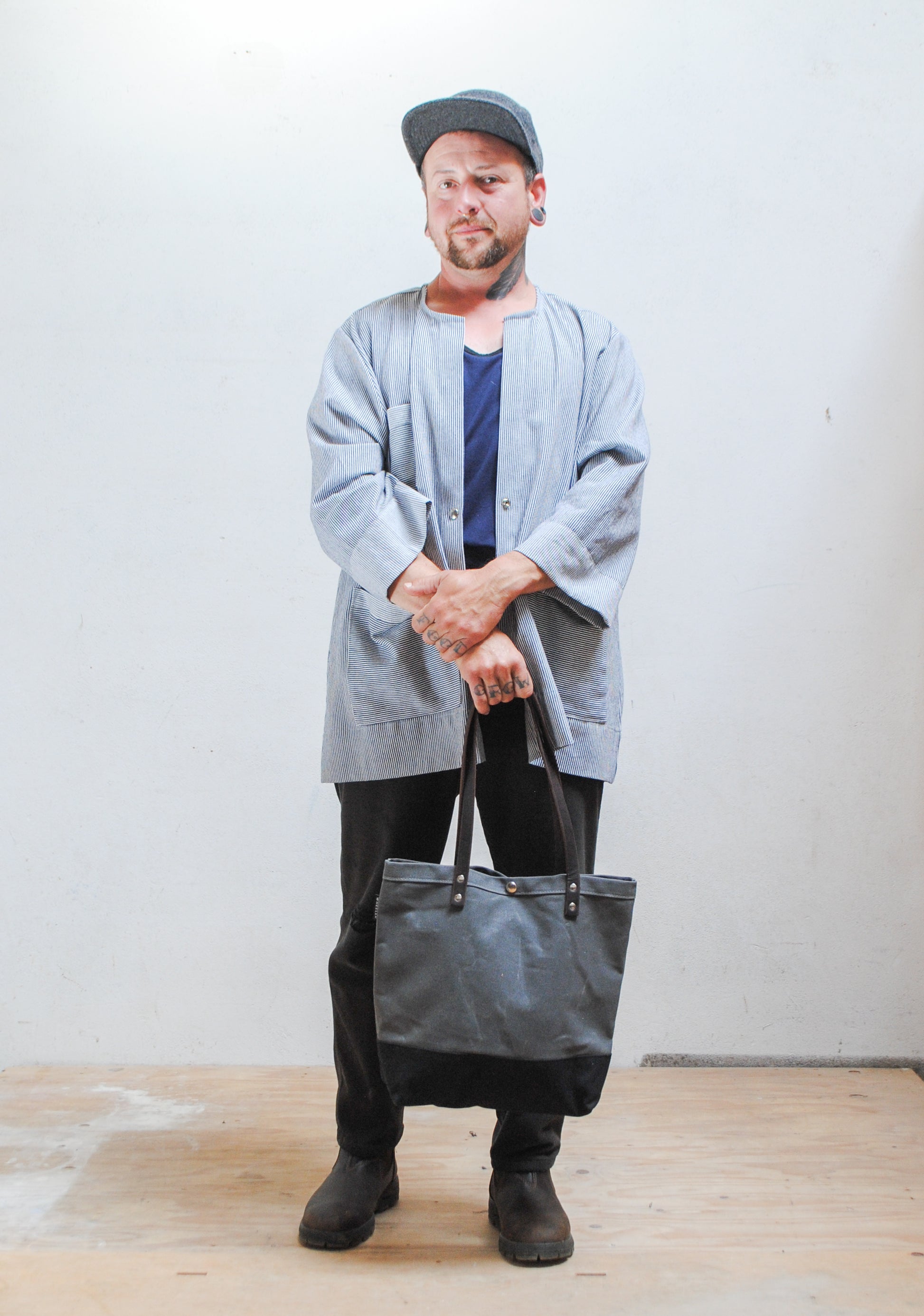 Tote shown here on Pony with the railroad denim lab coat. 