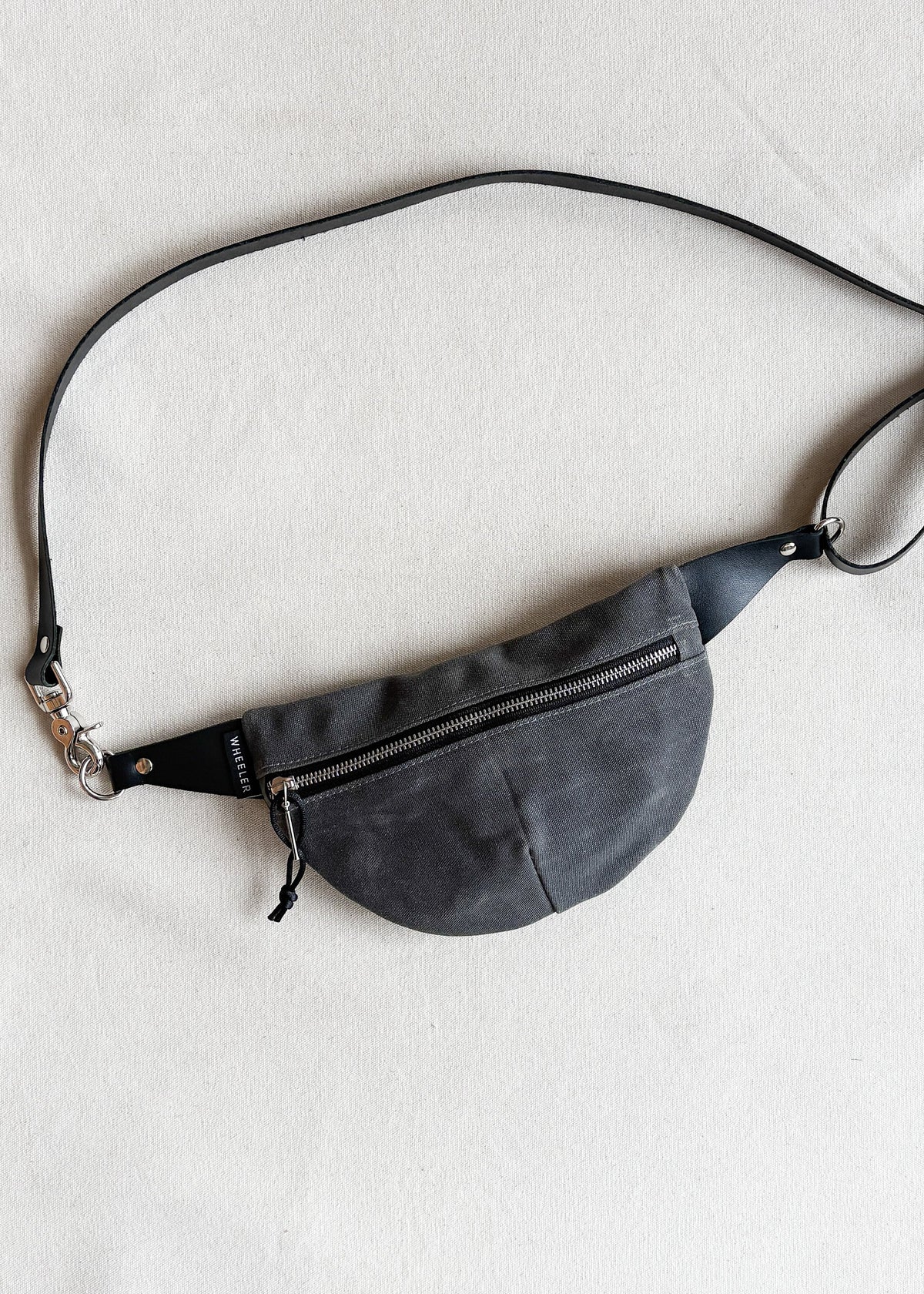 Charcoal waxed canvas fanny pack