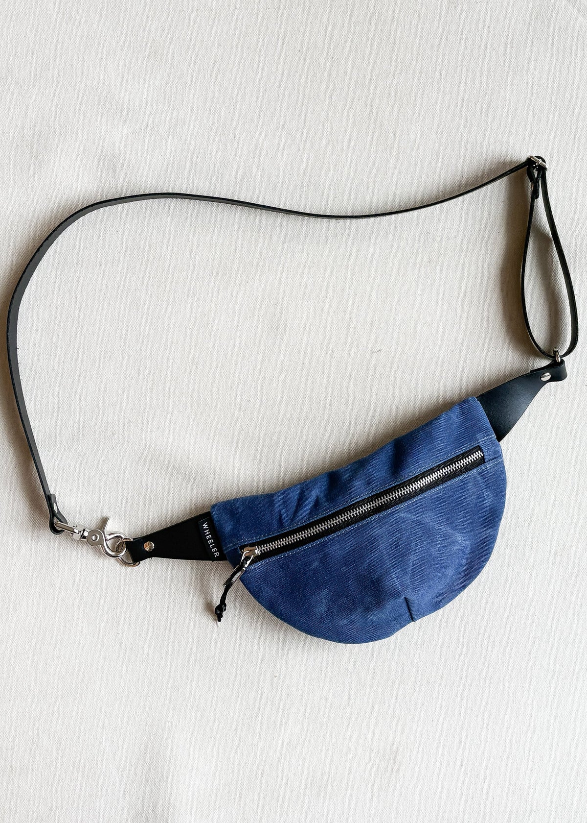 Waxed canvas fanny pack in royal blue