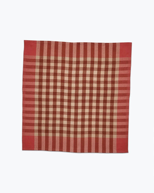 Handwoven Cotton Grid Napkin Pair - Sandstone