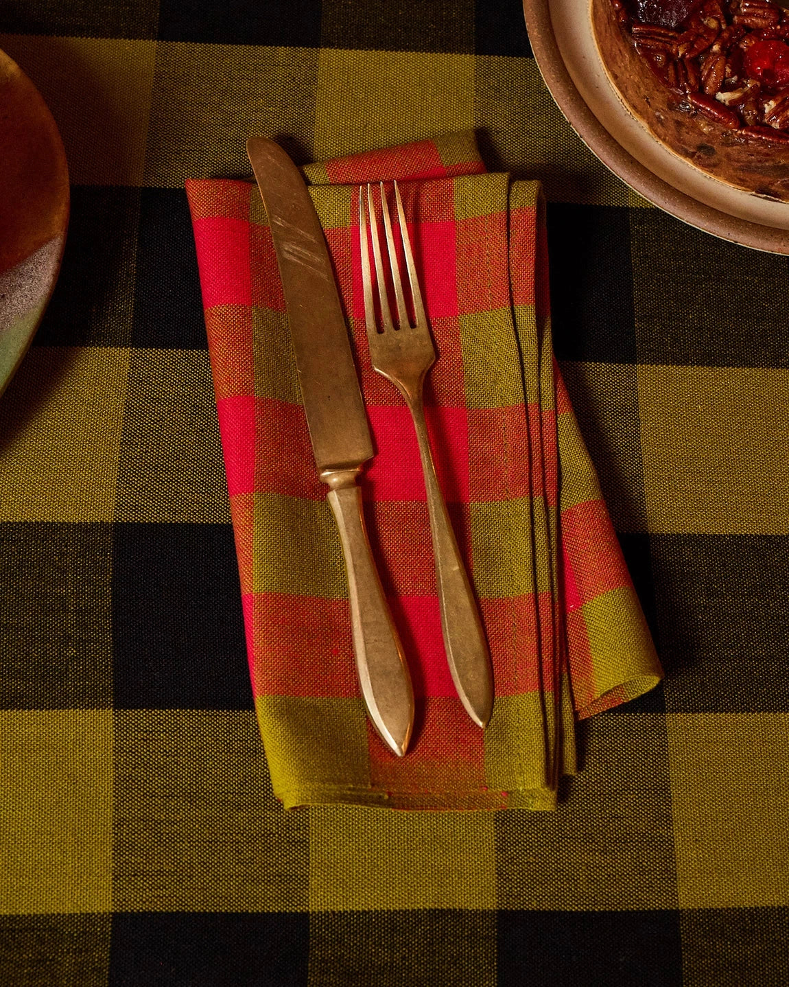 Handwoven Cotton Big Gingham Napkin Pair - Noel