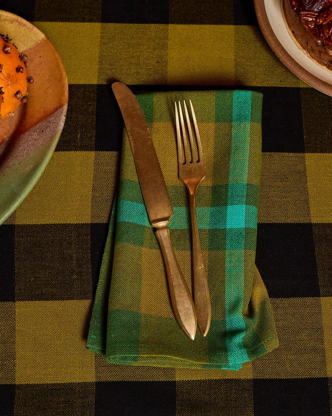 Handwoven Cotton Charleston Plaid Napkin Pair - Seagrass