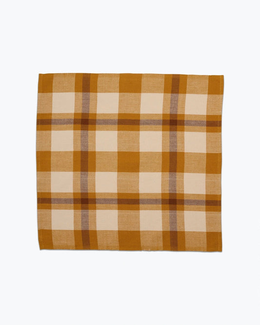 Handwoven Cotton Charleston Plaid Napkin Pair - Sunflower
