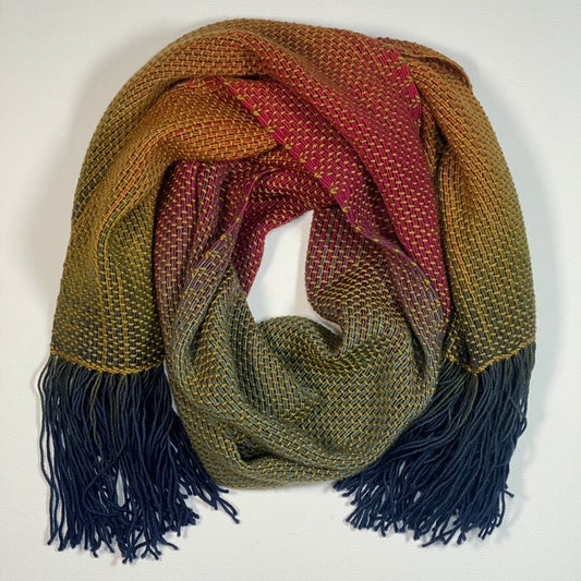 Pooling Rainbow Handwoven Scarf by The Village Weaver