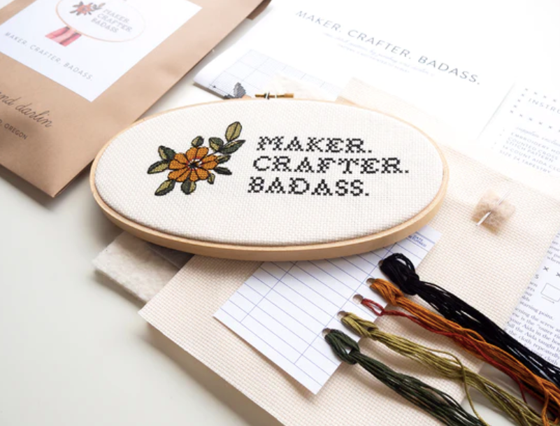 Maker. Crafter. Badass Cross Stitch Kit