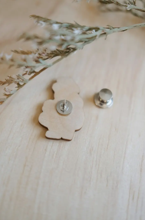 Mushroom Forager Wooden Pin