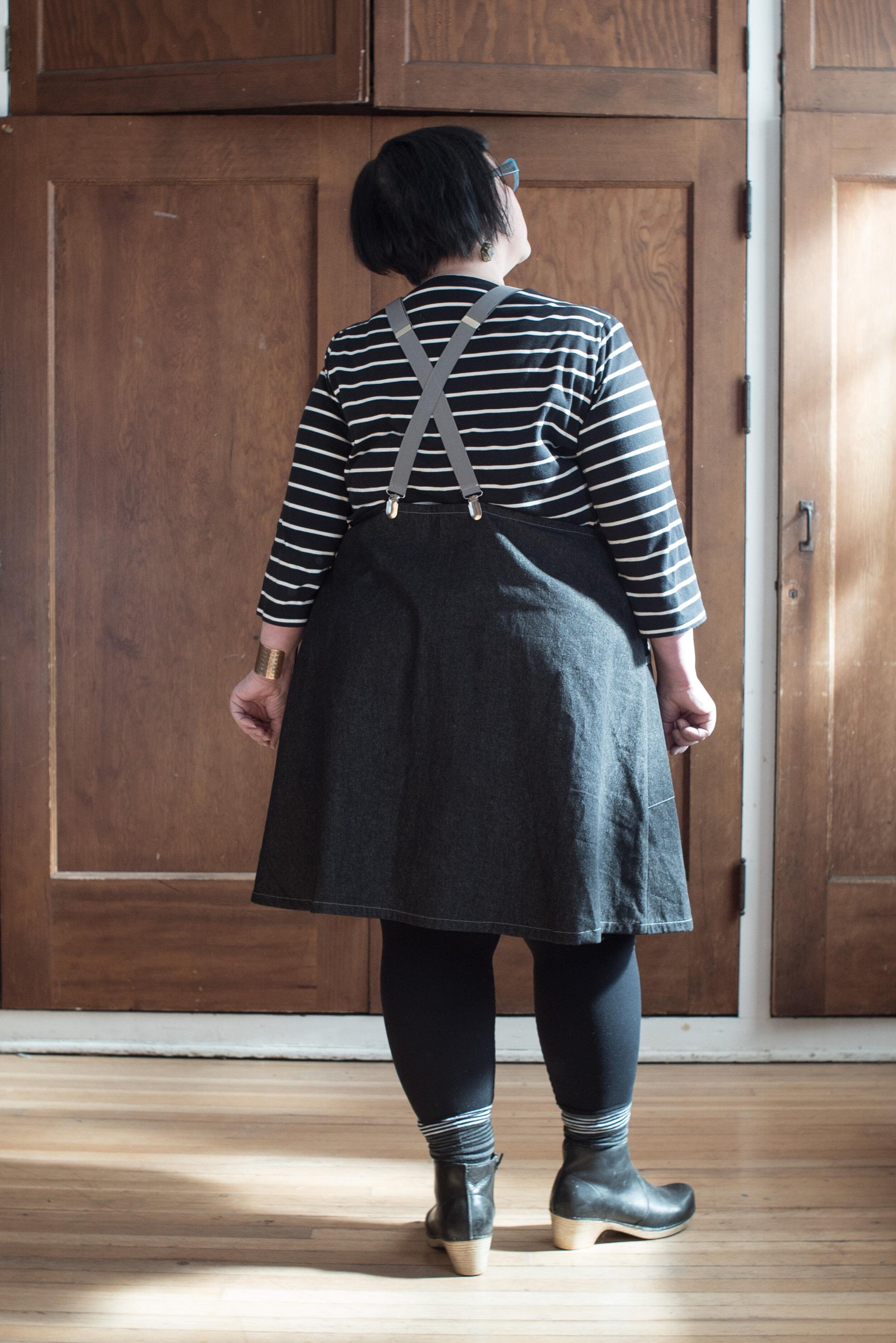 Black Denim Suspender Dress - 100% Cotton