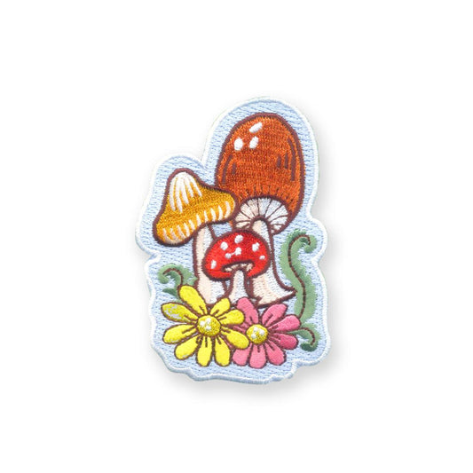 Mushroom embroidered, iron on patch.