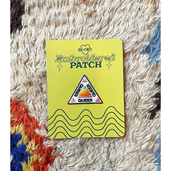 "Queer" Triangle embroidered patch.