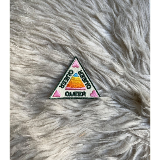 "Queer" Triangle embroidered patch.